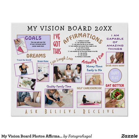 Vision Board Frame, Vision Journal Ideas, Vision Board Poster, Vision Board Project, Vision Board Themes, Creative Vision Boards, Vision Board Workshop, Vision Board Words, How To Get Healthy