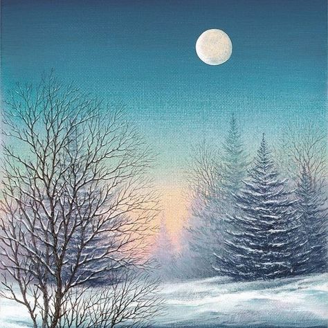 Christmas Landscape Painting, Winter Scene Paintings, Matka Natura, Winter Landscape Painting, Painting Snow, Winter Painting, Watercolor Landscape Paintings, Winter Scenery, Snow Scenes