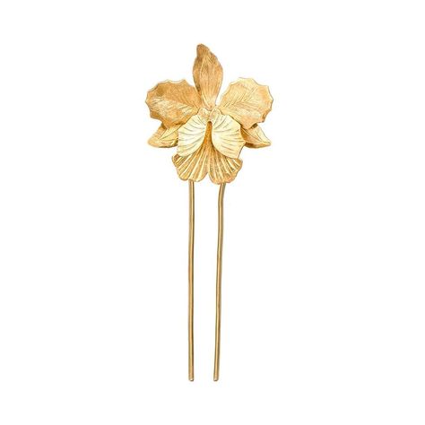 Fimo, French Hair Pins, Orchid Hair, Brass Hair Pin, Beaded Hair Pins, Sophisticated Hairstyles, Gold Orchid, Hair Adornments, French Hair