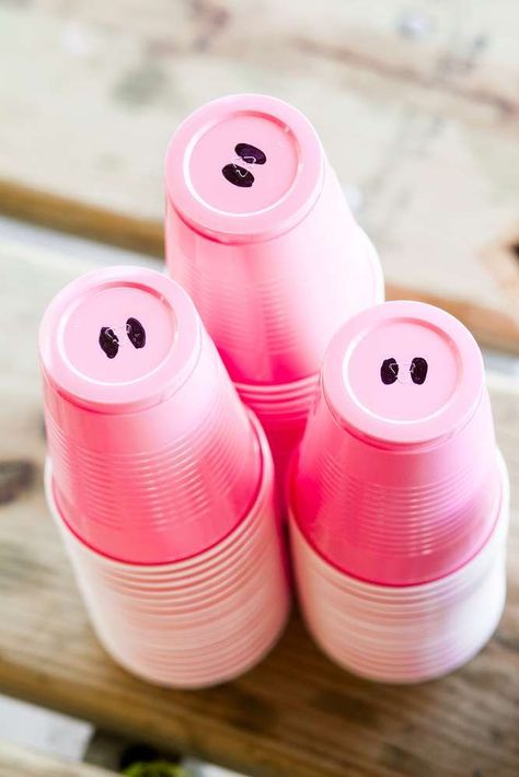 Take a cool at this simple idea that is so cool for a Farm 1st Birthday Party! Paint 2 nostrils on the bottom of pink plastic cupcakes and you've yourself a bunch of pig snout cups!! See more party ideas and share yours at CatchMyParty.com #catchmyparty #farmbirthdayparty #pigcups #funpartyideas #pigs #farmanimals Farm Animal Birthday Decorations, Farm Animal Theme Birthday Party, Farm Animal Decorations Party Themes, Animal Themed Birthday Party Two, Farm Animal Bday Party Ideas, Farm Theme Birthday Photo Shoot, 1st Birthday Party Farm Theme, Two Year Old Farm Theme Birthday, Farm Animal Decorations