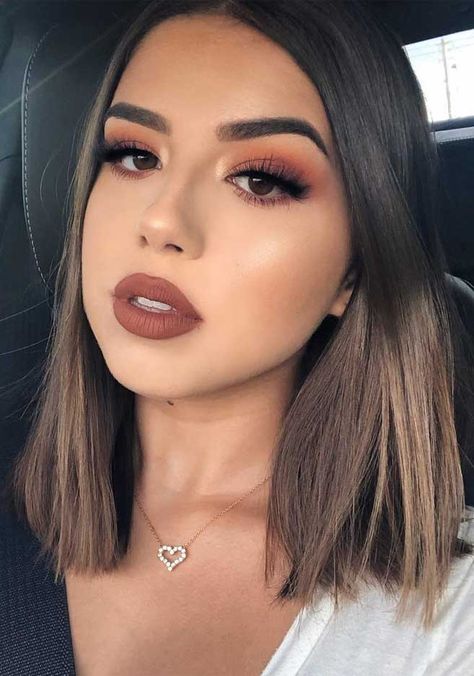 Beautiful Neutral Makeup ideas for Summer perfect for any occasion 10 Fall Makeup Dark Lips, Fall Makeup Pale Skin, Fall Wedding Makeup For Bride Brown Eyes, Fall Makeup Looks For Brown Eyes, Makeup For Chubby Face, Trucco Glam, Lila Make-up, Brown Makeup Looks, Winter Make Up