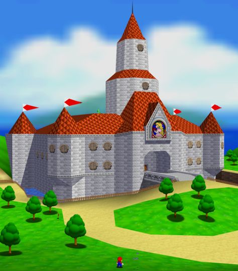 <i>Super Mario 64</i> (N64) revolutionized jumping around in 3D space. You can spend hours just running around Peach's Castle. 3d Space, Mario Nintendo, Super Mario World, Super Mario Art, Dreamcore Weirdcore, Nintendo Art, Mario Art, Retro Videos, Mario And Luigi