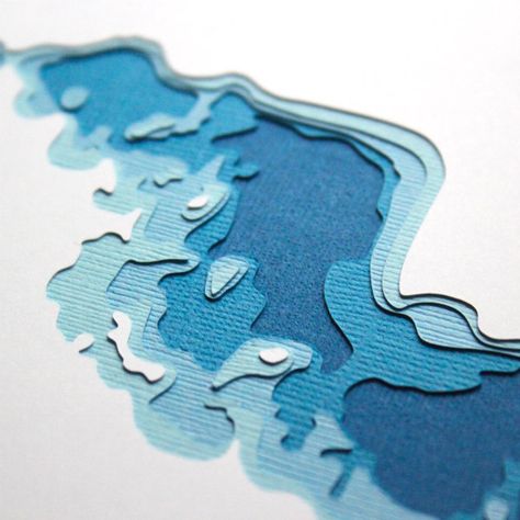This layered cut paper map of Lake Alexander by Marnie Karger is just one example of handmade paper art featured in the All Things Paper Holiday Gift Guide for Paper Aficionados. #papercutting #mapart #crafterall #customcutmap #paperart Handmade Paper Art, Visuell Identitet, Cut Out Art, Paper Cutout Art, 3d Paper Art, Layered Cut, Layered Art, Diy Papier, Paper Diy
