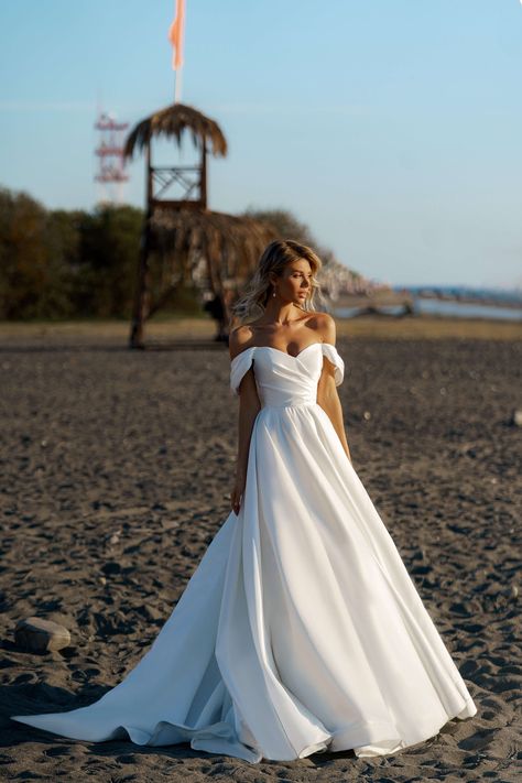 Flowy Classic Wedding Dress, Silk Classy Wedding Dress, Wedding Dress Classic Timeless, Classic Clean Wedding Dress, Wedding Dresses Silk Satin, Elegant Simple Wedding Dress, Simple Classy Wedding Dress, Satin A Line Wedding Dress, Simple Satin Wedding Dress