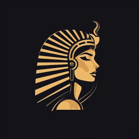 Cleopatra Art, Egypt Poster, Egyptian Drawings, Egyptian Goddess Art, Art Deco Logo, Egypt Design, Egypt Project, Egypt Concept Art, Egyptian Design