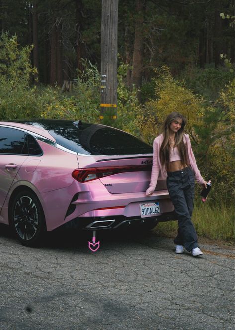 pink wrapped kia k5 pink outfit pink car pink aesthetic Kia K5 Wrapped, Kia K5 Pink Interior, Pink Kia K5, Kia K5 Aesthetic, Kia Car Aesthetic, Car Pink Aesthetic, Pink Wrapped Car, Kia Hybrid, K5 Gt Line