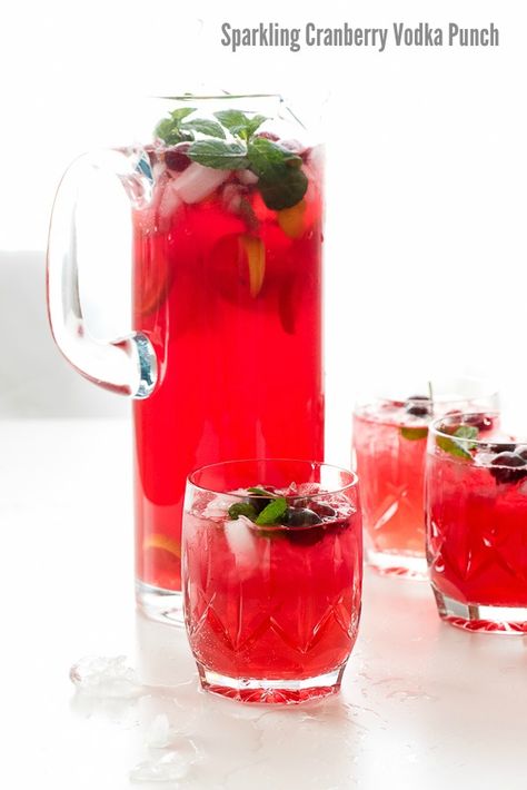 Sparkling Cranberry Vodka Punch. A perfect easy cocktail punch recipe for holiday meals and entertaining. It can also be warmed with spices for a mulled cocktail twist! from @boulderlocavore Amigurumi Patterns, Lemonade Ginger, Cranberry Vodka Punch, Vodka Punch Recipe, Cocktail Punch, Vodka Punch, Jingle Juice, Easy Punch Recipes, Easy Punch