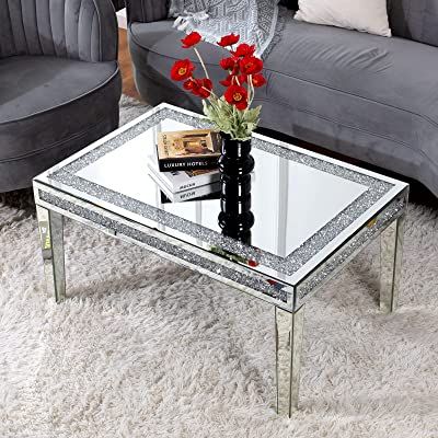 Amazon.com. Spend less. Smile more. Table With Crystals, Silver Coffee Table, Mirrored Accent Table, Modern Cocktail Tables, Coffee Table For Living Room, Rectangle Coffee Table, Mirrored Coffee Tables, Solid Coffee Table, Table For Living Room