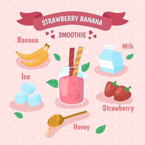 Smoothie Banana, Recipe Book Design, Resep Smoothie, Kreative Snacks, Homemade Cookbook, Smoothie Fruit, Recipe Book Diy, Homemade Smoothies, Recipe Drawing