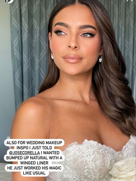 Winged Bridal Makeup, Hooded Bridal Makeup, Hooded Eye Makeup Bridal, Soft Winged Eyeliner Wedding Makeup, Bridal Makeup Glam Hollywood Glamour, Wedding Make Up Hooded Eye, Hooded Eyes Wedding Makeup, Full Glam Wedding Makeup Green Eyes, Bridal Makeup Winged Eyeliner