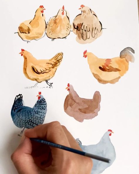 Quick Watercolor Ideas, Simple Watercolor Animals, Watercolor Cute Art, Easy Watercolor Animals, Quick Watercolor Paintings, Quick Art Ideas, Watercolor Inspo Easy, Little Watercolor Paintings, Things To Watercolor