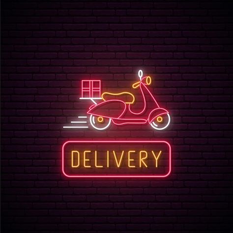 Logo For Food Business Ideas, Food Delivery Poster Design, Food Business Logo, Food Delivery Logo, Neon Food, Delivery Logo, Neon Symbol, Logo Online Shop, Og Logo