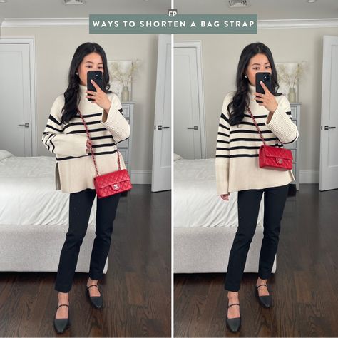 Ways to Shorten a Bag Strap (for YSL, Chanel Wallet on Chain) Chanel Mini Flap Bag Outfit, Chanel Wallet On Chain Outfit, Ysl Bag Outfit Casual, Wallet On Chain Outfit, Ysl Bag Outfit, Ysl Kate Bag, Ysl Wallet On Chain, Chanel Mini Bag, Casual Work Outfit Spring