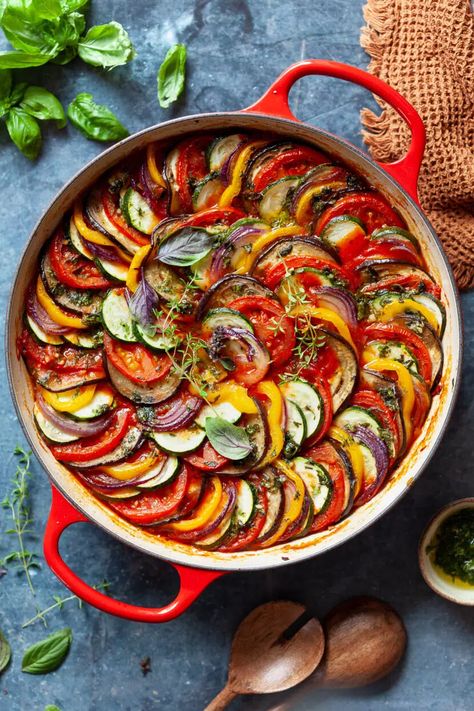 Classic French Ratatouille Recipe, French Ratatouille Recipe, French Ratatouille, Ratatouille Ingredients, Vegetable Slice, Eggplant Zucchini, Ratatouille Recipe, Small Eggplant, Zucchini Tomato