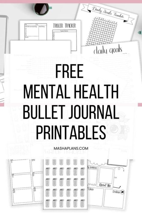 Ready to take control of your mental health? Get started with our free Mental Health Bullet Journal Printables! Keep track of self-care tasks, goals, and progress throughout the year. Download now and stay organized today! #MashaPlans #FreePrintables #MentalHealth Goodnotes Template Free Self Care, Therapy Journal Template, Self Care Journal Pages Printable Free, Self Therapy Journal Template, Free Worksheets For Mental Health, Mental Health Planner Free Printable, Free Mindfulness Printables, Free Journal Printables Templates, Therapy Journaling Layout