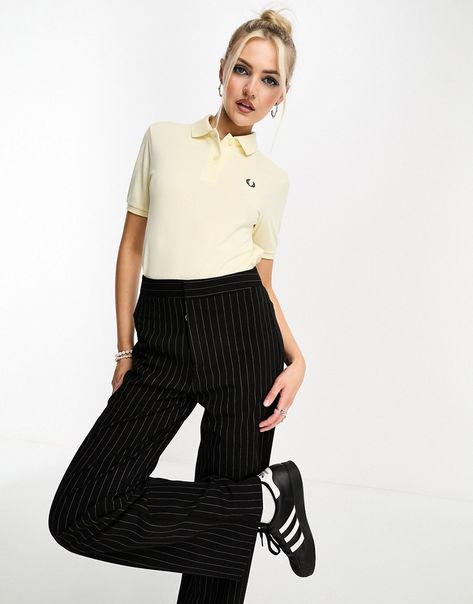 Fred Perry Polo Women Outfit, Polo Women Outfit, Fred Perry Women, Court Outfit, Fred Perry Polo Shirts, Fred Perry Polo, Polo Women, Fall 23, Womens Denim Shirt