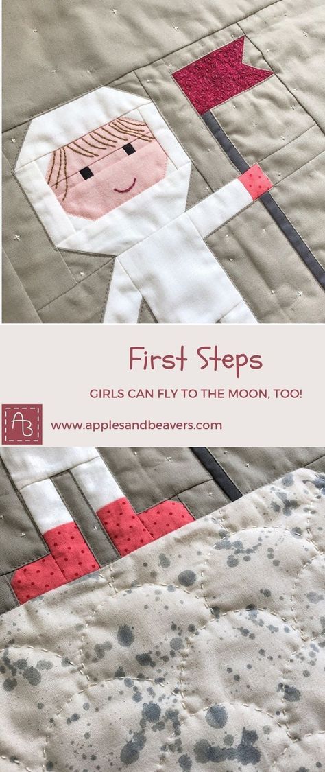 Patchwork, Space Baby Quilt, Moon Lady, Crib Quilt Pattern, Astronaut Baby, Space Quilt, Neutral Quilt, Moon Girl, Space Themed Nursery