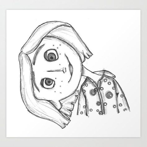 Croquis, Coraline Drawing, Coraline Tattoo, Coraline And Wybie, Tim Burton Tattoo, Coraline Art, Tattoo Outline Drawing, Creepy Tattoos, Harry Potter Drawings