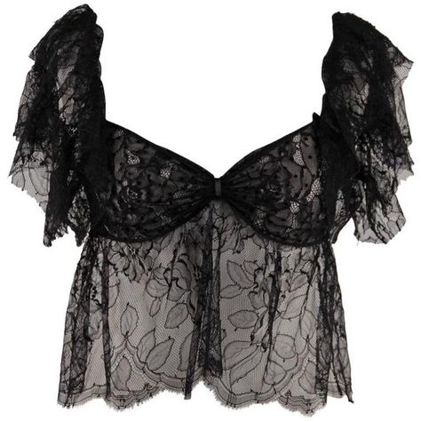 Preowned Yves Saint Laurent Rive Gauche Black Lace Sheer Top W/ Frills... ($490) ❤ liked on Polyvore featuring tops, ysl, black, lace ruffle top, ruffle top, sheer lace top, sheer tops and ruffle crop top Haute Couture, Couture, Frilly Tops, Lace Sheer Top, Saint Laurent Dress, Saint Laurent Clothes, Frilly Top, Transparent Top, Frill Top