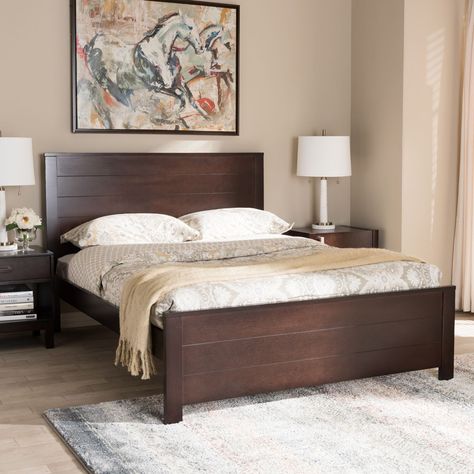 Brown Bed Frame, Beautiful Bed Designs, Dark Wood Bedroom Furniture, Dark Brown Furniture, Dark Wood Bedroom, Dark Wood Bed, Simple Bed Designs, Brown Furniture Bedroom, Wood Bed Design