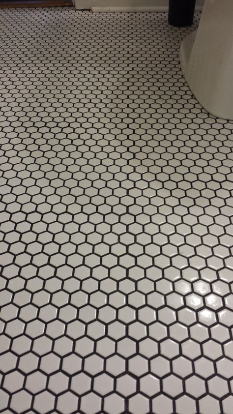 Grout Refresh, Penny Tile Bathroom Floor, Grout Renew, Penny Tiles Bathroom, Bathroom Grout, Black Grout, Coloured Grout, Modern White Bathroom, Zen Bathroom