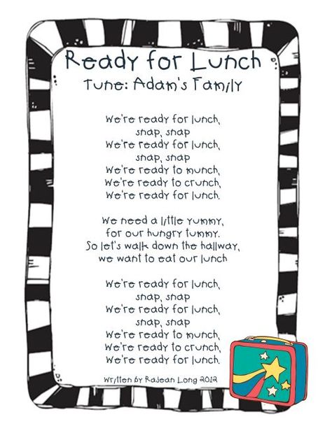 Lunch Song to the Adam's Family Song  Love this idea! Classroom Chants, Transition Songs For Preschool, Preschool Transitions, Transition Songs, Circle Time Songs, Kindergarten Songs, Classroom Songs, Songs For Toddlers, Preschool Circle Time