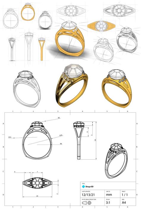 Jewelry making is a form of art, but who says 3D modeling cannot level up your workflow? Ring Sketch, Jewel Drawing, Jewelry Rendering, Jewelry Knowledge, 3d Jewelry, Art Jewelry Design, Jewellery Design Sketches, Jewelry Design Drawing, Jewelry Illustration