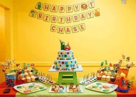 Veggie Tales Birthday Party Ideas | Photo 7 of 13 Veggie Tales Cake, Seaseme Street Birthday Party, Veggie Tales Birthday Party, Veggie Tales Birthday, Veggie Tales Party, Boys 1st Birthday Party Ideas, Kids Birthday Party Decoration, Veggie Tales, Childrens Birthday Party