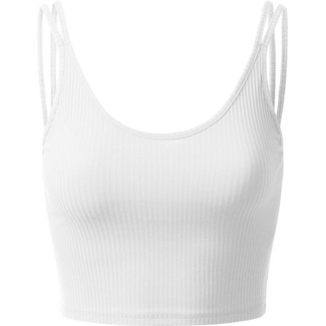 Doublju Womens Sleeveless Strappy Ribbed Crop Top (23 BRL) ❤ liked on Polyvore featuring tops, strappy top, white sleeveless top, ribbed top, white crop top and sleeveless crop top White Spaghetti Top, Plus Size Cami Tops, White Spaghetti Strap Top, Crop Top Plus Size, Plus Size Cami, White Ribbed Top, White Cami Tops, White Crop Tank, White Crop Top Tank