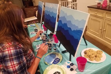 How to Host a Paint Night at Home - The Creative Mom Painting Girls Night, Paint Night At Home, Wine And Paint Night, Girls Night Crafts, Hosting Parties, Friends Ideas, Perfect Hostess, Party Starters, Girls Night In