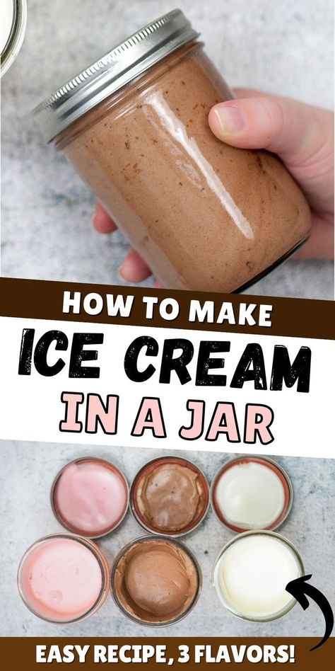 How to make ice cream in a mason jar - all you need are a few simple ingredients! #icecream #masonjar Ice Cream In A Jar, Mason Jar Ice Cream Recipe, Ice Cream Mason Jars, Easy Homemade Ice Cream, I Lost 100 Pounds, Easy Ice Cream Recipe, Ice Cream Maker Recipes, Easy Ice Cream, Homemade Ice Cream Recipes