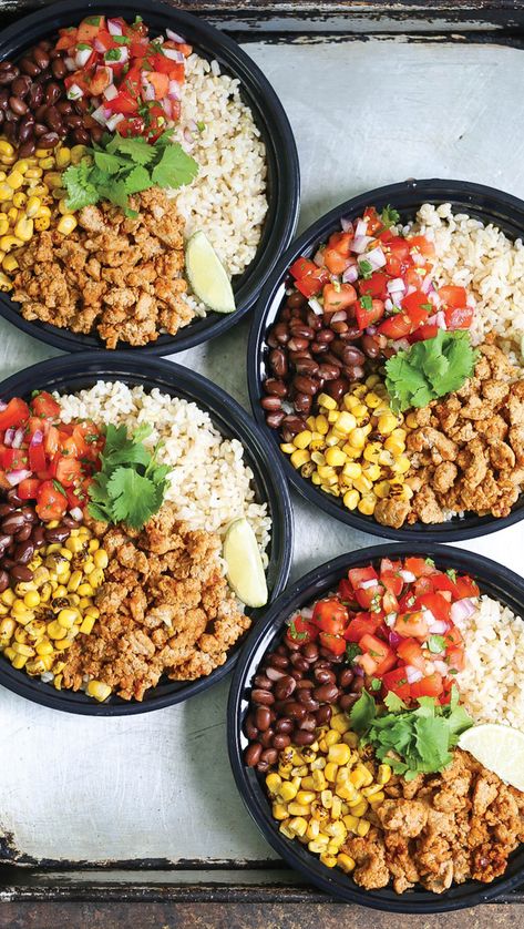 Burrito Bowl Meal Prep, Clean Meal Prep, Delicious Meal Prep, Prep Lunch, Meal Prep For Beginners, Chicken Burrito, Healthy Lunch Meal Prep, Dinner Meal Prep, Easy Healthy Meal Prep