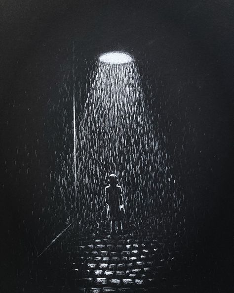 Croquis, Black And White Charcoal Art, Black White Drawing Ideas, Black Background Sketches, Landscape On Black Paper, Sketching On Black Paper Ideas, White Chalk Art On Black Paper, White Colored Pencil Drawings On Black Paper, White Pencil Drawing On Black Paper Artworks