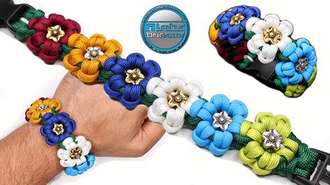 Paracord Bracelets, Bracelet Knot Tutorial, Paracord Flower, Bracelet Knot, Knot Tutorial, Knots Tutorial, Bracelet Craft Diy, Bracelet Knots, Paracord Bracelet