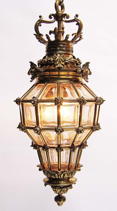 A Fine and Large French 19th/20th Century Gilt-Bronze and Beveled Glass "Versailles" Style Hanging Lantern. Circa: Paris, 1900. Antique Items Decor, Lantern Staff Design, Art Nouveau Lantern, Victorian Objects, Fantasy Lantern, Fantasy Lamp, Victorian Lantern, Lantern Antique, Lantern Aesthetic