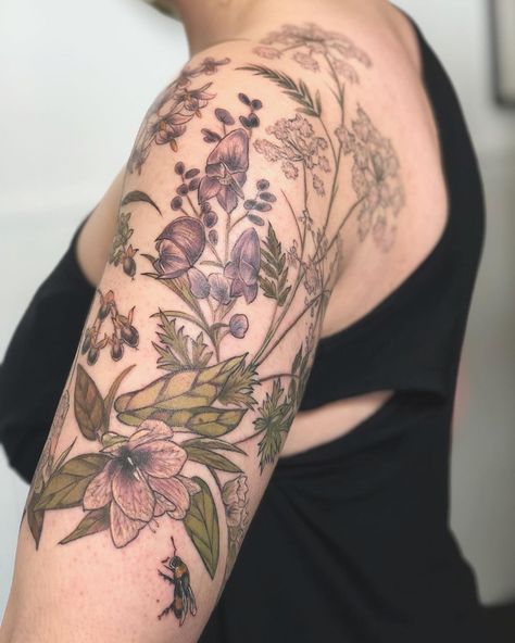 Poisonous Flowers Tattoo Sleeve, Poisonous Flower Tattoo, Poisonous Plants Tattoo, Poison Flowers Tattoo, Poisonous Plant Tattoo, Deadly Flower Tattoo, Poisonous Flowers Tattoo, Blackberry Tattoo, Bird Skull Tattoo