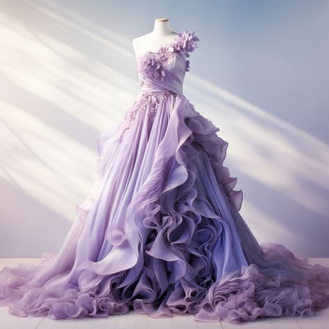 Purple Dress For Wedding, Lavender Dress Aesthetic, Rapunzel Purple, Purple Princess Dress, Purple Ball Gown, Ball Gowns Fantasy, Dress For Wedding Party, Lavender Gown, Rapunzel Dress