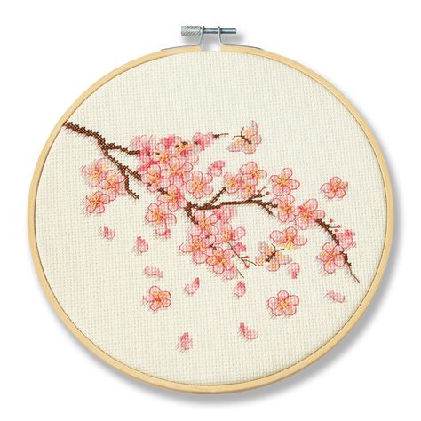 Tela, Cherry Blossom Cross Stitch, Counted Cross Stitch Patterns Free, Floral Cross Stitch Pattern, Cross Stitch Tree, Small Cross Stitch, Beaded Cross Stitch, Cute Cross Stitch, Cute Embroidery