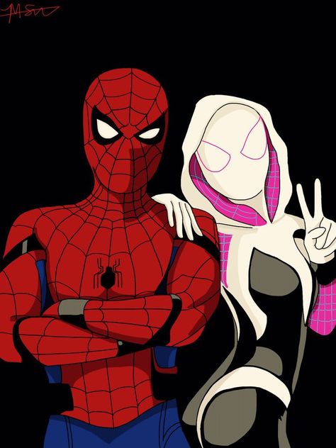 Spider-Man and Spider Gwen Spiderman Y Gwen, Spiderman Fanart, Spider Gwen Art, Gwen Spiderman, Spiderman And Spider Gwen, Marvel Spider Gwen, Whatsapp Wallpapers Hd, Spiderman Spider, Spider Art