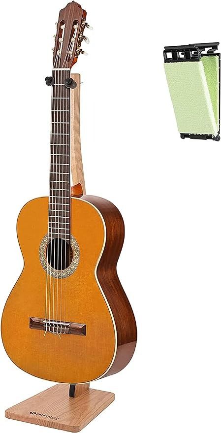 Amazon.com: Saintfield Studios Oak Guitar Stand - Single Freestanding Floor Rack Padded for Classic and Acoustic Guitar - Decorative and Elegant Wooden Instrument Support - Complete with Guitar String Cleaner : Musical Instruments Gifts, Musical Instruments, Guitar, Guitar Stand, A Stand, Acoustic Guitar, Free Standing, Musical, Flooring