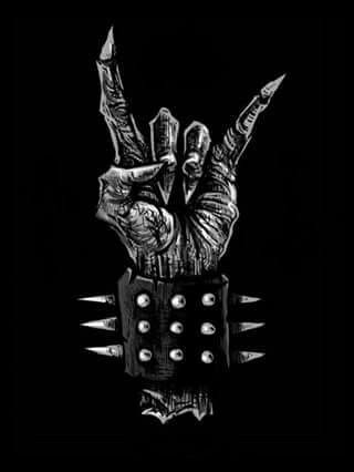 Rock on!  \m/ Metal Drawing, Metal Horns, Black Metal Art, Heavy Metal Art, Metal Skull, Dark Artwork, Heavy Metal Rock, Desenho Tattoo, Heavy Metal Music