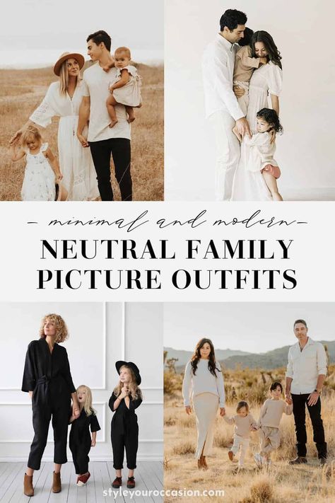 Looking for neutral family picture outfits? Get major inspiration for family photo outfits with a neutral vibe for the spring, summer, fall, and winter. Whether you are doing a photoshoot at the beach, outdoors, or at an indoor studio or at home, find casual and dressier neutral family photo outfits you’ll love. From jeans to dresses, there’s inspiration for every style! Home Photoshoot Outfit Ideas, Redhead Family Photos, Family Photoshoot Indoor At Home, Jumpsuit Family Photos, Outdoor Spring Family Photos Outfit, Family Photo Outfits Indoor Studio, Casual Beach Family Photos, Mommy And Me Photo Shoot Outfits, Outdoor Family Photo Outfits Spring