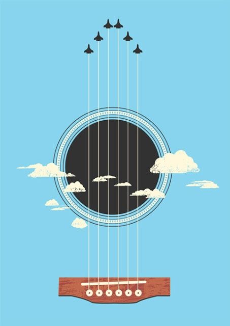 guitar plane graphic art poster Tang Yau Hoong, Negative Space Art, Illustration Design Graphique, Guitar Illustration, Art Spatial, Graphic Design Collection, Graphisches Design, Music Illustration, Toasters