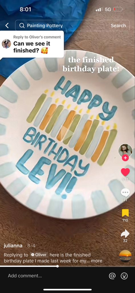 Birthday Plates Diy, Harry Birthday, Birthday Painting, Diy Pottery Painting, Boys 1st Birthday Party Ideas, Painted Ceramic Plates, Birthday Traditions, Painting Birthday, Baby Plates