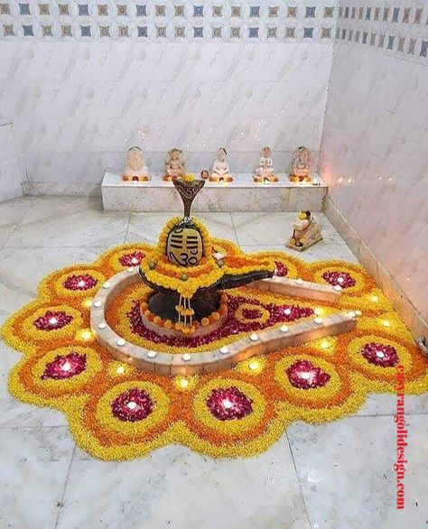 Shiv Pooja Decoration, Shivling Flower Decoration, Manglagaur Decoration Ideas, Mangalagauri Rangoli, Mangalagauri Decoration, Shivratri Decoration Ideas At Home, Shivling Decoration Ideas At Home, Shivaratri Decoration At Home, Mahashivratri Decoration Ideas