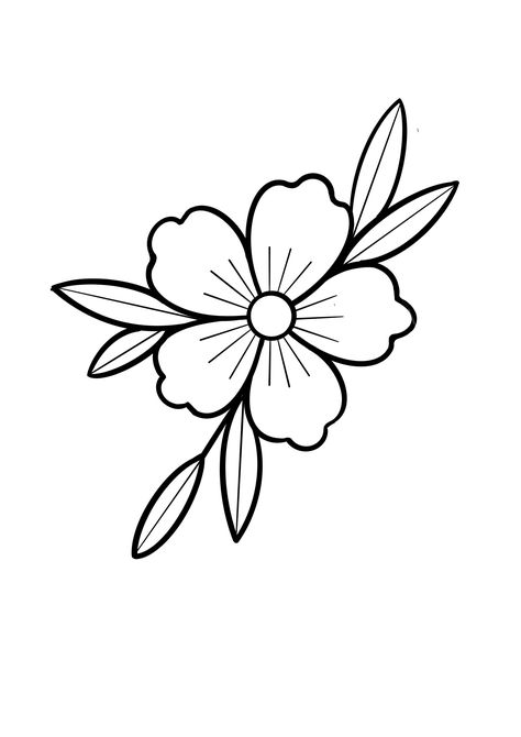 Embroidery Patterns Free Templates Flowers, Flower Outline Embroidery, Flower Embroidery Pattern Free Templates, Traditional Tattoo Outline, Flower Tattoo Stencils, Cute Flower Drawing, Tattoo Outlines, American Traditional Tattoo Ideas, Traditional Tattoo Ideas