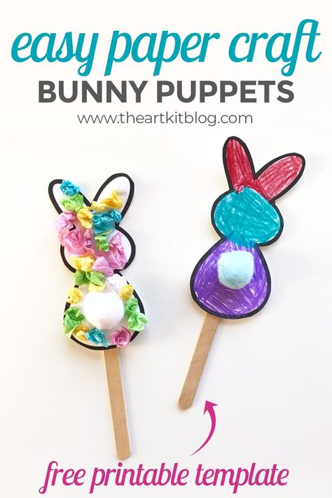 Cute Bunny Paper Craft {With Free Printable Template} - The Art Kit Bunny Paper Craft, Easter Craft For Kids, Paper Flowers For Kids, Paper Bunny, Bunny Templates, April Art, Fun Easter Crafts, Diy Ostern, Easy Easter Crafts