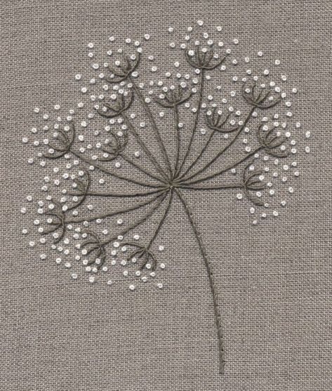 Wild Carrot Hand Embroidery Kit - Beige Linen 60A Japanese Embroidery, Haft Vintage, Broderie Simple, Cow Parsley, Embroidery Stitches Tutorial, Pola Sulam, Embroidery Patterns Vintage, Embroidery Flowers Pattern, 자수 디자인