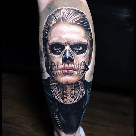 Evan Peters, Ahs Tattoo, American Horror Story Tattoo, Skin Tattoo, Tate Langdon, Horror Tattoo, Horror Story, American Horror, Horror Stories