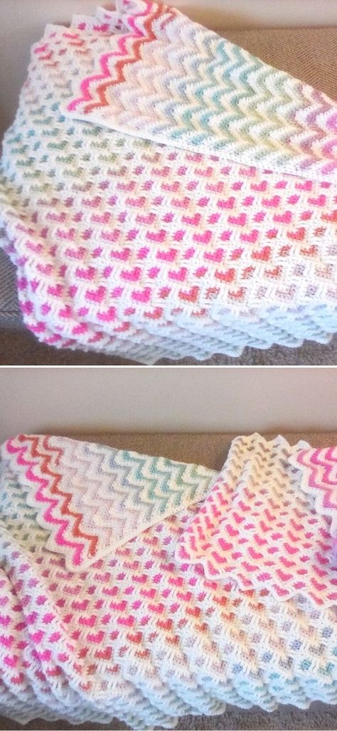 Heart Blanket Crochet Pattern, Crochet Heart Blanket, Crochet Ripple Blanket, Crochet Ripple, Crochet Stitches For Blankets, Crochet Blanket Designs, Blanket Ideas, Adorable Crochet